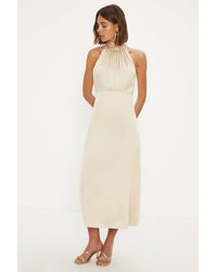 Oasis - Satin Halter Neck Midi Bridesmaid Dress - Lyst