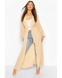 Boohoo Maxi Woven Belted Kimono - Natural