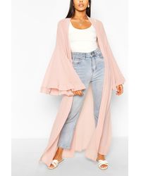 Boohoo Wide Sleeve Maxi Kimono - Pink