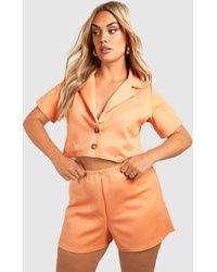 Boohoo - Plus Cropped Blazer And Short Co-ord Set - Lyst