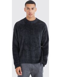 BoohooMAN - Boxy Crew Neck Fluffy Knitted Jumper - Lyst