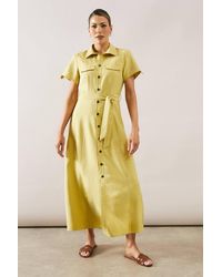 Wallis - Viscose Linen Pocket Shirt Midaxi Dress - Lyst