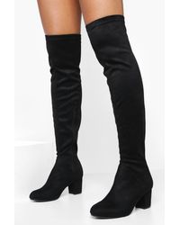 Mujer Zapatos de Botas de Botas de caña alta Botas Militares De Holgura Ancha Con Caña Alta Boohoo de color Negro 
