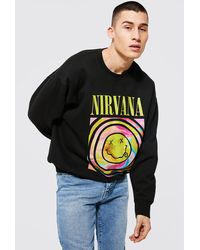 Boohoo Oversized Nirvana Trippy License Sweatshirt - Black