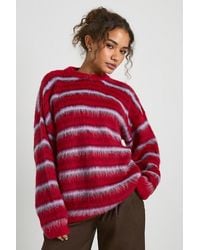 Boohoo - Super Soft Chunky Triple Stripe Oversized Knitted Sweater - Lyst