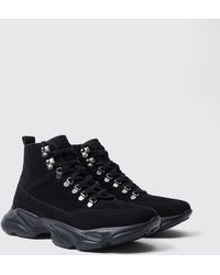 BoohooMAN - Chunky Sole Faux Suede Hiker Boots - Lyst