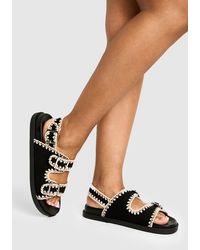 Boohoo - Contrast Stitch Woven Dad Sandals - Lyst