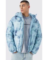 Boohoo - Tie Dye Quilted Puffer With Hood - Lyst