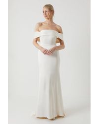 Coast - Satin Bardot Fishtail Maxi Wedding Dress With Train - Lyst