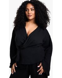 Boohoo - Plus Knot Detail Blouse - Lyst