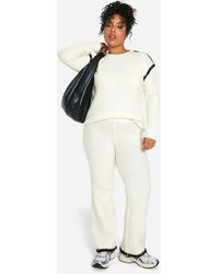 Boohoo - Plus Premium Heavyweight Contrast Trim Sweater And Trouser Knitted Set - Lyst