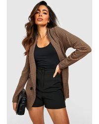 Boohoo - Basic Jersey Knit Dogtooth Relaxed Fit Blazer - Lyst