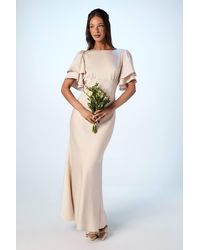 Coast - Honoured Satin Back Crepe High Neck Short Sleeve Maxi Bridesmaid Dress - Lyst