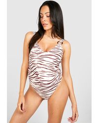 Boohoo - Maternity Tiger O-Ring Scoop Swimsuit - Lyst