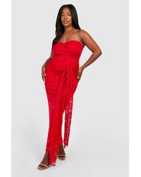 Boohoo - Plus Strapless Lace Bodycon Dress - Lyst