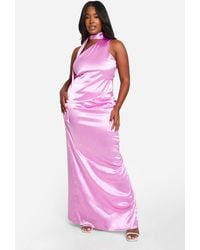 Boohoo - Plus Premium Satin One Shoulder Top & Maxi Skirt Co-Ord - Lyst