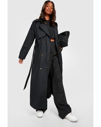 Boohoo Double Breasted Trench Coat - Black