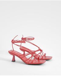 Boohoo - Wide Fit Ring Detail Wrap Up Heels - Lyst
