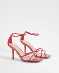 Boohoo - Wide Fit Stiletto Crossover Barely There Heels - Lyst