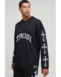 Boohoo - Oversized Official Gothic Long Sleeve Mesh Hockey Top - Lyst
