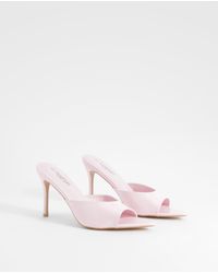 Boohoo - Wide Fit Patent Pointed Toe Heeled Mules - Lyst