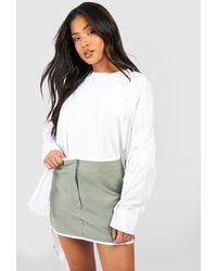 Boohoo - Petite Contrast Trim Woven Mini Skirt - Lyst