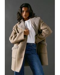 Warehouse - Shearling Bonded Coat - Lyst