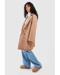 Boohoo - Oversized Double Breasted Wool Look Coat - Lyst
