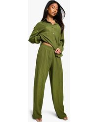 Boohoo - Woven Crinkle Textured Straight Leg Trouser - Lyst