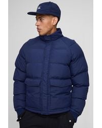 Boohoo - Regular Fit Raglan Sleeve Funnel Neck Puffer Jacket - Lyst