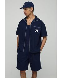 BoohooMAN - Oversize Twill-Hemd mit Taschen-Detail & Shorts - Lyst