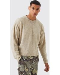 BoohooMAN - Boxy Boucle Knit Extended Neck Jumper - Lyst