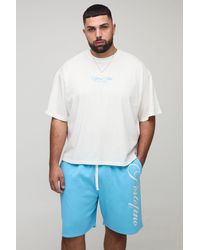 BoohooMAN - Plus Oversized Boxy Official Print T-Shirt & Relaxed Short Set - Lyst