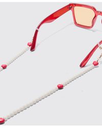 Boohoo - Heart Beaded Sunglasses Chain In Red - Lyst