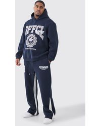 BoohooMAN - Plus Official 13 Hooded Gusset Tracksuit In Navy - Lyst