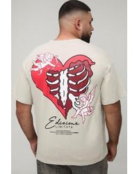 Boohoo - Plus Oversized Man Skeleton Heart Print T-Shirt - Lyst