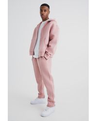 BoohooMAN - Oversized Boxy Zip Through Bonded Scuba Hooded Tracksuit - Lyst