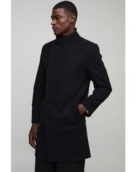 BoohooMAN - Abrigo Efecto Lana Con Cuello Alto - Lyst