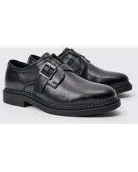 BoohooMAN - Pu Cross Over Strap Detail Loafer In Black - Lyst