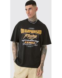 Boohoo - Tall Oversized Championship Moto Graphic T-Shirt - Lyst