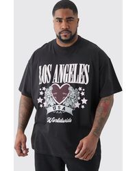 BoohooMAN - Plus Oversized Los Angeles T-shirt In Black - Lyst
