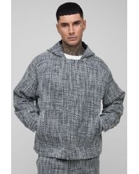 BoohooMAN - Tall Bouclee-Jacke mit Reißverschluss und Kapuze - Lyst