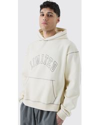 BoohooMAN - Oversized Boxy Limited Contrast Stitch Hoodie - Lyst