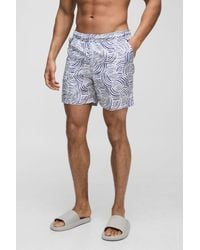 BoohooMAN - Pattern Printed Mid Length Swim Trunks - Lyst