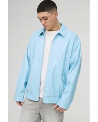 Boohoo - Chaqueta Bomber Official Oversize De Cuero Sintético Con Cuello En Relieve - Lyst