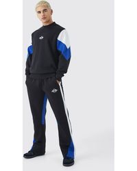 BoohooMAN - Man Colour Block Sweatshirt Gusset Tracksuit - Lyst