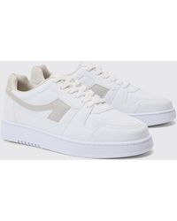 BoohooMAN - Contrast Panel Chunky Trainers In Stone - Lyst