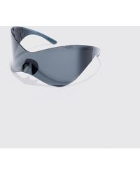 Boohoo - Shield Racer Rimless Plastic Sunglasses - Lyst