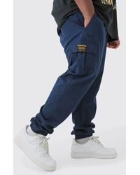 Boohoo - Plus Elasticated Waist Slim Fit Cuffed Cargo Pants - Lyst