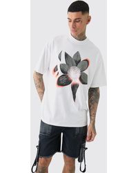 BoohooMAN - Tall Oversized Extended Neck Abstract Floral Print T-shirt - Lyst